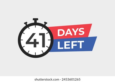 41 days to go countdown template. 41 day Countdown left days banner design. 41 Days left countdown timer