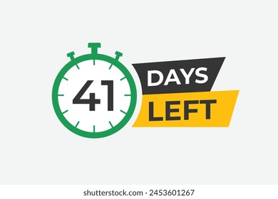 41 days to go countdown template. 41 day Countdown left days banner design. 41 Days left countdown timer