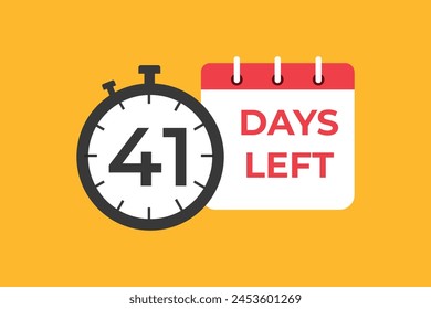 41 days to go countdown template. 41 day Countdown left days banner design. 41 Days left countdown timer