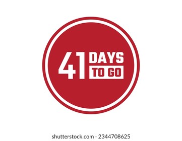 41 days to go red vector banner illustration isolated on white background