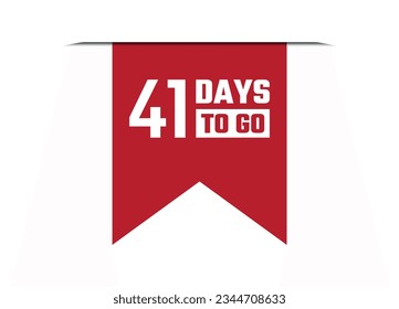 41 days to go red vector banner illustration isolated on white background