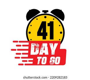 41 días para la ilustración de arte vectorial con fuente agradable y reloj de alarma combinado