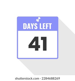 41 Days Left Countdown sales icon. 41 days left to go Promotional banner