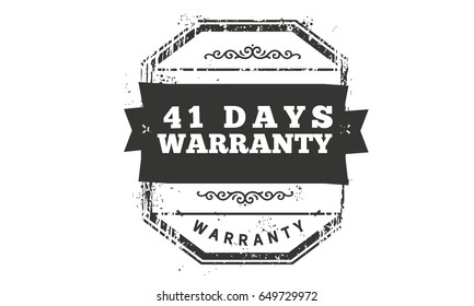 41 days warranty icon vector vintage grunge guarantee background