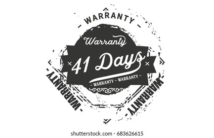 41 days warranty icon vintage rubber stamp guarantee