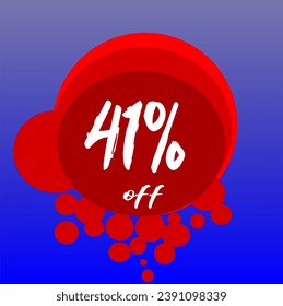 41% discount bubbles icon, percentage red blue and white