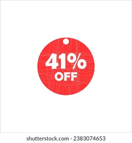 41% de descuento 41% de descuento en el negocio de base compra de la liquidación diseño descuento icono etiqueta marketing de la oferta porcentaje promoción precio venta minorista rojo signo