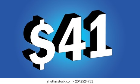 41 Dólar - Oferta de símbolo de precio azul 3D de $41