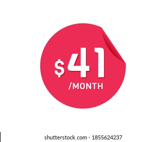 $41 Mes de Dólar. 41 USD Pegatina mensual