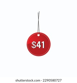 41 dollar price tag. 41$ dollar USD price symbol. price 41 Dollar sale banner in USD. Business or shopping promotion marketing concept.