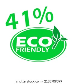 41% Iconos de sellos ecológicos Iconos de vectores con hoja verde de planta orgánica. Etiqueta ecológica de hoja verde. 2.ª ilustración vectorial.
