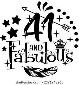 41 and fabulous black vector graphic design and cut file 