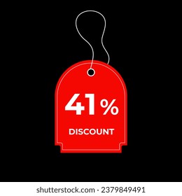 41% forty one percent red price tag discout. Special offer, shopping discount label. Promotional sale badge. Vector illustration