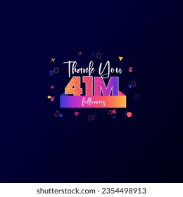 41 Million followers banner for social media followers and subscribers. Thank you 41M  followers vector template for network, social media friends and subscribers.