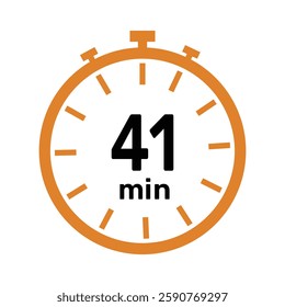 41 minute Timer, clock, icon vector stopwatch isolated icons. Countdown timer symbol.