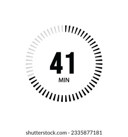 41 Minute timer clock. 41 min stopwatch icon countdown time digital stop chronometer.