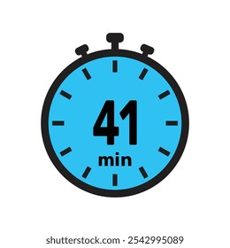 41 minutos Timer, relógio, cronômetro ícones isolados. Símbolo de timer de contagem regressiva. Temporizador de minutos, Medida de tempo, Cronômetro, Alarme.