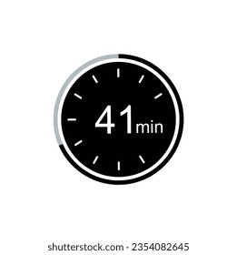 41 minute timer vector icon, 41 min stopwatch symbol.