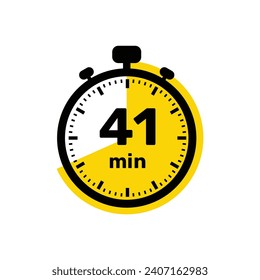 41 Minutes Analog Clock Icon white background design.