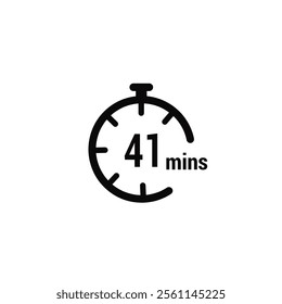 41 Minutes Clock Icon white design background.