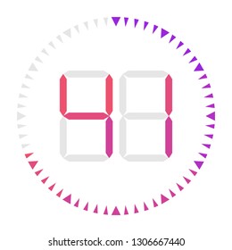 The   41 minutes, stopwatch vector icon, digital timer. Vector digital count down circle board with circle time pie diagram. Watch outline style design, designed for web and app.