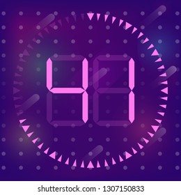 The    41 minutes, stopwatch vector icon, digital timer. Vector digital count down circle board with circle time pie diagram. Watch outline style design, designed for web and app.