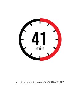 The 41 minutes, stopwatch vector icon. Stopwatch icon in flat style on a white background. Vector stock illustration.