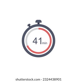 41 minutes timer icon, 41 min digital timer. Clock and watch, timer, countdown.