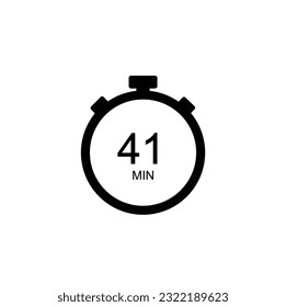 41 minutes timer, 41 min stopwatch or countdown icon. Time measure. Chronometr icon. Stock Vector illustration.