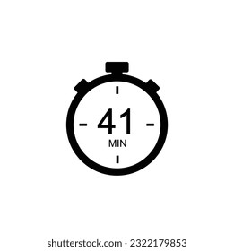 41 minutes vector icon. Time left symbol isolated. Stopwatch black sign Vector EPS 10.