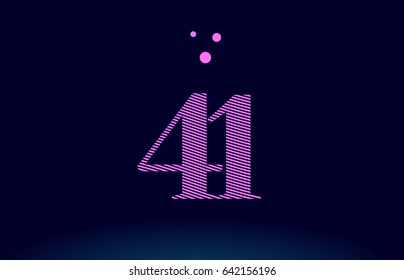 41 number digit logo pink line stripes magenta purple blue font creative text dots company vector icon design