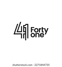 41 number forty one linear modern logo, icon, sign, symbol vector illustration