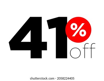 41%. number forty-one percent off. modern font to use as a tag in digital marketing promotions and discounts. eps10