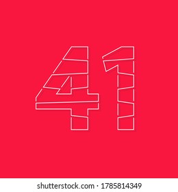 41 number, linear stroke font. Modern trendy, creative style design. For logo, brand label, design elements, corporate identity, application and more. İsolated vector illustration