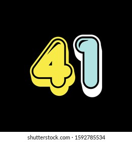 41 number logo bold letter design template