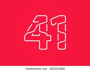 41 number. Modern trendy, creative style design. For logo, brand label, design elements, corporate identity, application etc. Isolated vector illustration          