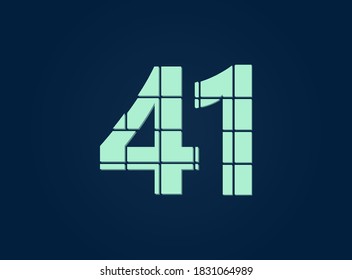 41 number, vector desing font.  Made of knife cut. For logo, brand label, design elements, corporate identity, application & more. IsolatedEps10 illustration