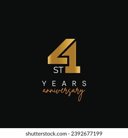 41 number years anniversary logo with golden luxury color