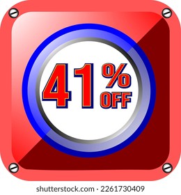 41% off. Banner for promotions and offers, poster vector illustration in blue, red and white, beautiful vector for commerce, economy and finance, illustrative frame. God is good!