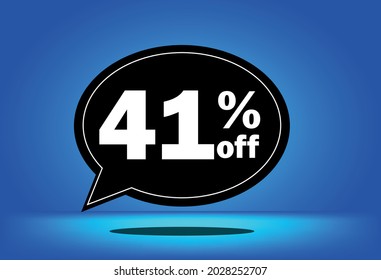 41% off - black and blue floating balloon - with blue background - banner for discount and reduction promotional offers