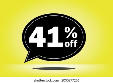 41% off - black and yellow floating balloon - with yellow background - banner for discount and reduction promotional offers