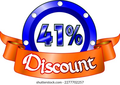 41% off, blue disk and orange ribbon, vector illustration for wholesale and retail, illustrative art, beautiful illustration, vector. God is good!