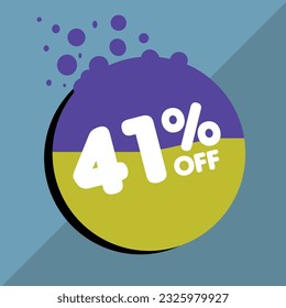 41% off per cent, percentage number in a colored circle, promotion, big sale, colorful background