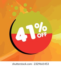 41% off per cent, percentage number in a colored circle, promotion, big sale, colorful background