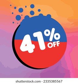 41% off per cent, percentage number in a colored circle, promotion, big sale, colorful background