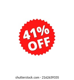 41% off with red sticker design. online discount template	