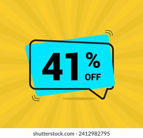 41% OFF sale. Coupon of Discount Price. Discount promotion. Banner for forty one percent off offers. Yellow and blue Design Template Concept. Vector illustration.