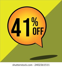 41% off a yellow balloon with black numbers
