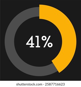 41 percent circle chart infographic template.Circle percentage diagram on black background vector illustration.