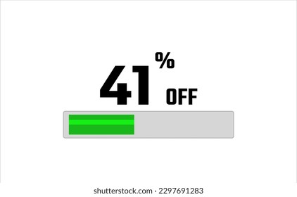 41 percent off. Banner with loading bar, green and gray color, white background, and black font.